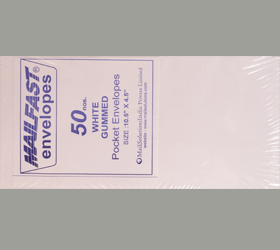 MAIL FAST 50 PACK WHITE 80 GSM 10.5 X 4.5 INCHES